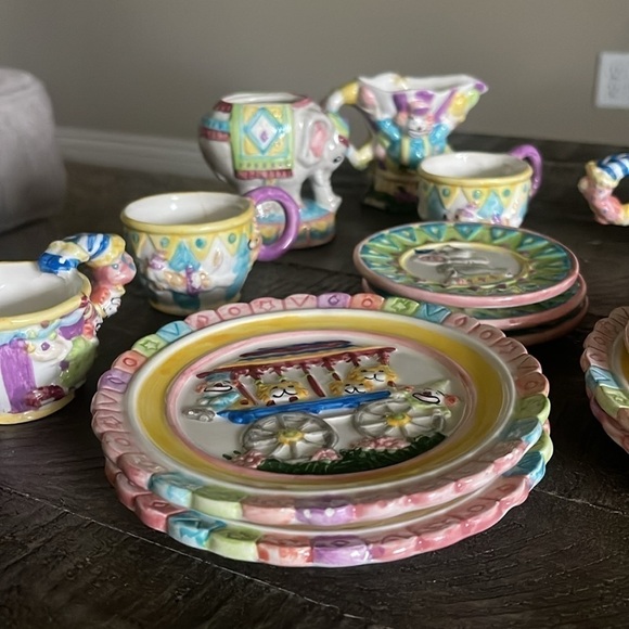 Vintage 1995 Mercuries Circus 14 Piece Hand Painted Children's Tea Set - Picture 13 of 14